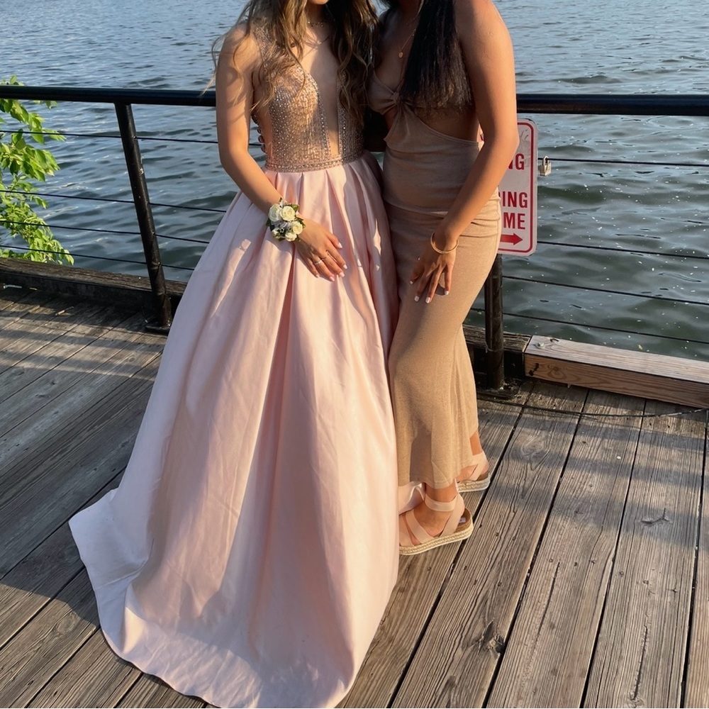 Blush Pink Ball Gown with Beaded Bodice